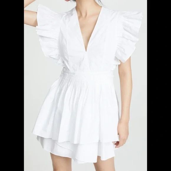 Ulla Johnson | Dresses | Ulla Johnson Tessa Floral Embroidered Poplin Mini  Dress Ruffled Flutter Sleeve | Poshmark